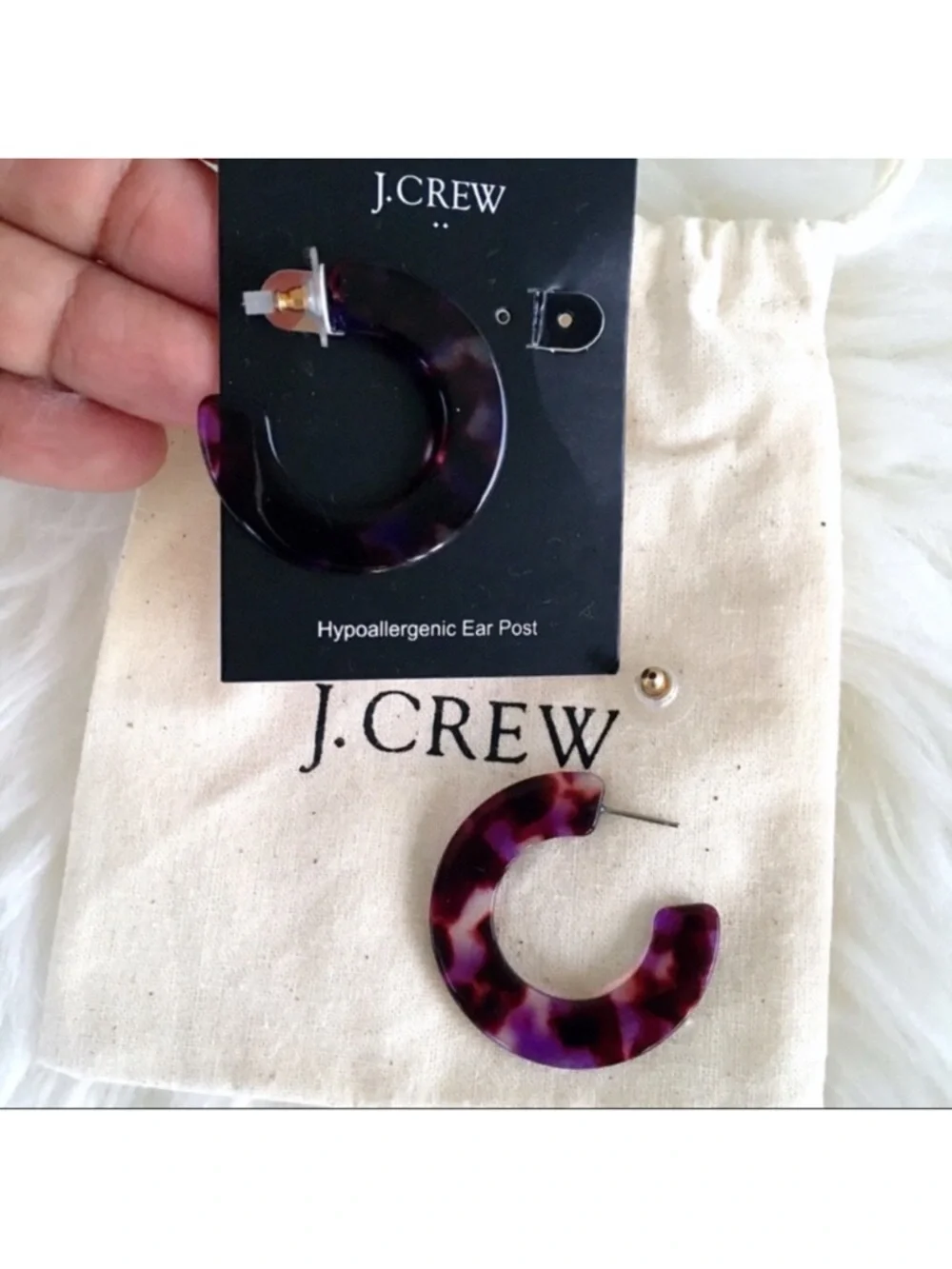 J. Crew Thick Flat Tortoise Lucite Hoop Earrings